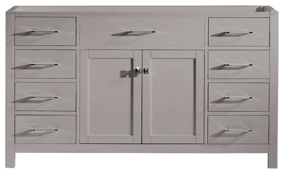 Caroline Bath Vanity, Gray, 60'', Single Sink, Base only