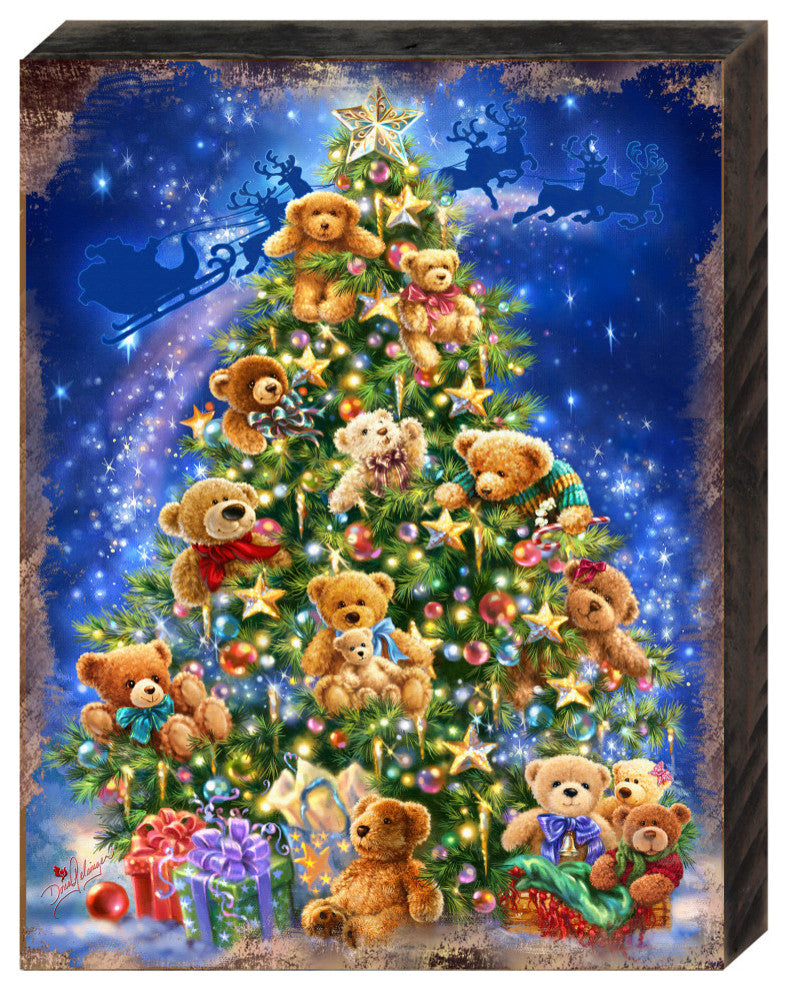 Teddy Bear Tree Wooden Block, 36 X 24