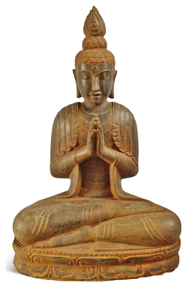 Rust Stone Sitting Garden Buddha