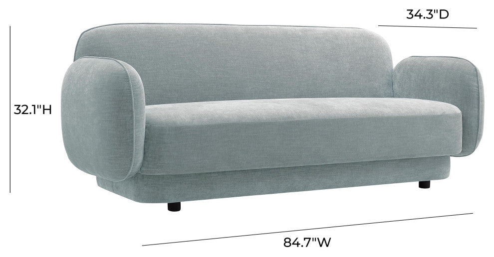Kandor Sea Blue Textured Velvet Sofa