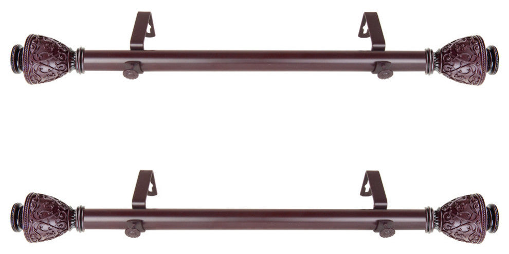 Rona 1 inch dia. Side Curtain Rod 12-20 inches Long (Set of 2), Mahogany