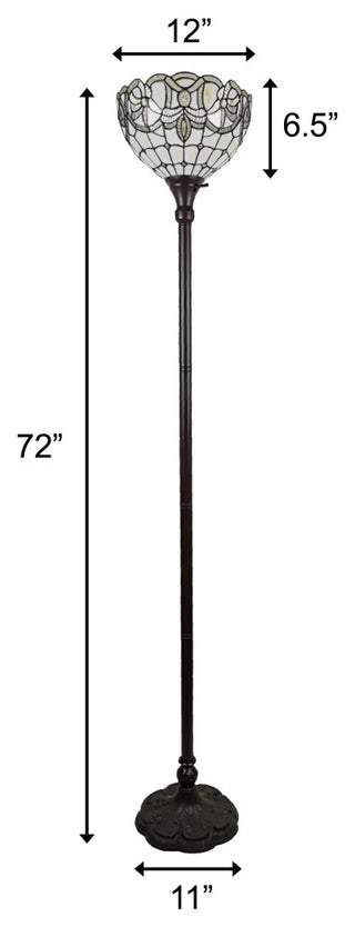 Tiffany Style Vintage Torchiere Floor Lamp 72" Tall