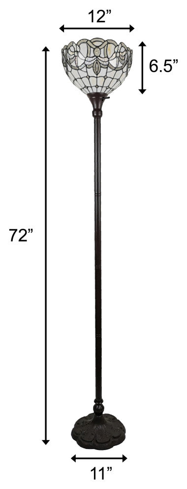 Tiffany Style Vintage Torchiere Floor Lamp 72" Tall