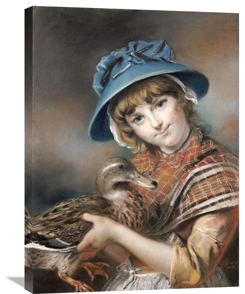 "A Market Girl Holding a Mallard Duck" Artwork, 22" x 30"