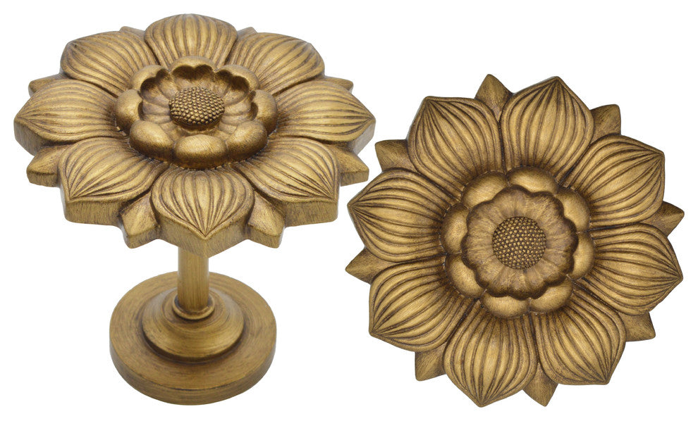Large Bloom Medallion Drapery Holdback, Renaissance Gold