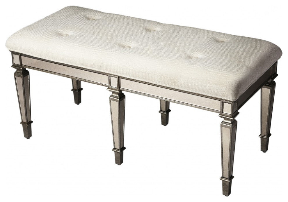 Silver Mirrored Bench