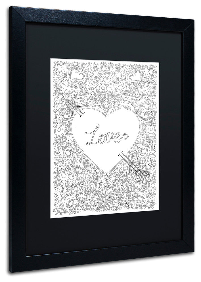 Hello Angel ''Arrow to my Heart'' Art, Black Frame, Black Mat, 20x16