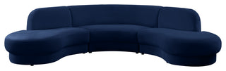 Rosa Velvet Upholstered 3-Piece Sectional, Navy