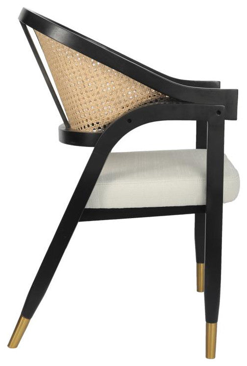 Naomi Commercial Cane Rattan Dining and Accent Chair, Black