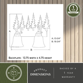 Bryce Bronze Rustic Bathroom Wall Fixture, Tree, 2-Light