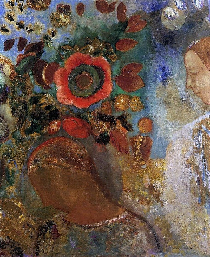 Odilon Redon Two Young Girls among the Flowers Wall Decal