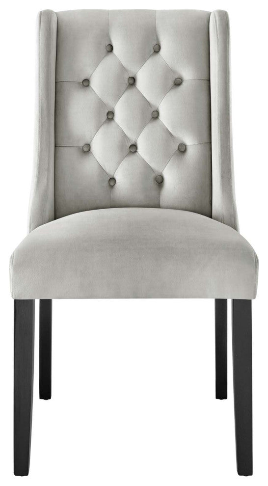 Side Dining Chair, Set of 2, Gray, Velvet, Modern, Cafe Bistro Hospitality