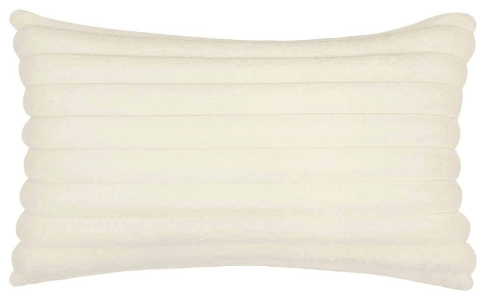 Furry Cream Vegan Fur Rectangular Accent Pillow