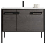 Oakville Bath Vanity, Ceramic Sink, Black Coal Oak, 42 Inch, Black Hardware