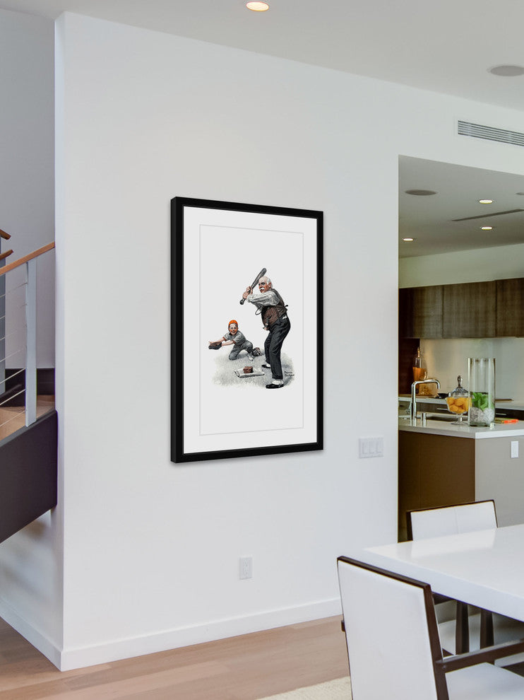 "Gramps at the Plate" Framed Art Print by Norman Rockwell