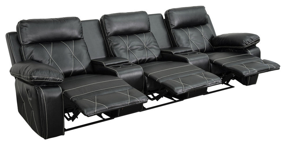 Flash Reel Comfort 3 Seat Black Theater Seating, Straight Cup - BT-70530-3-BK-GG