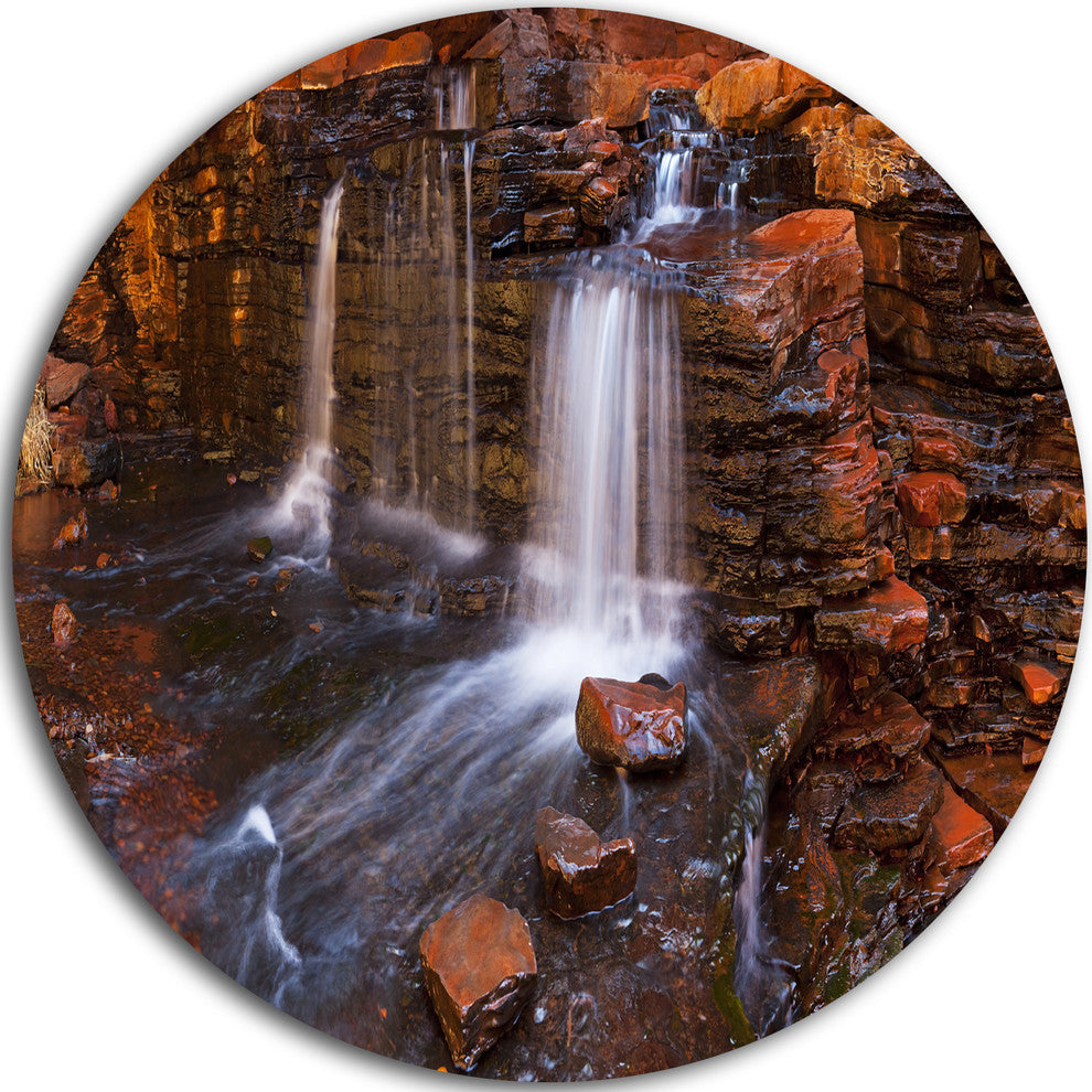 Waterfall In Hancock Gorge, Landscape Round Wall Art, 23"