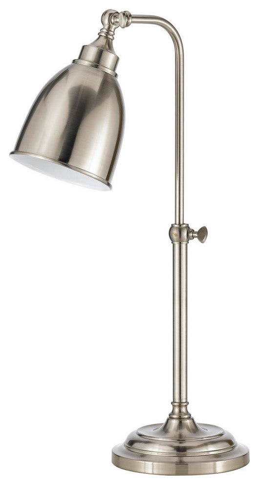 Benzara BM225103 Metal Round 25" Table Lamp with Adjustable Pole, Silver