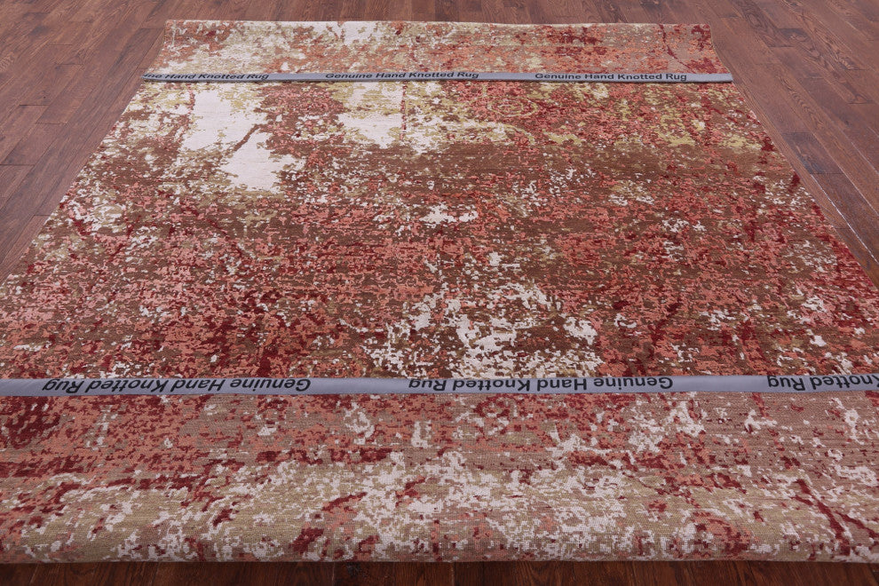 8' 9" X 11' 9" Wool & Silk Abstract Handmade Rug - Q13072