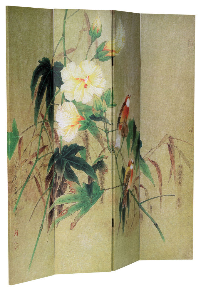 6' Tall Double Sided Birds in the Trees Canvas Room Divider
