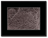 West Virginia Vivid Sepia Map Print On Canvas With Frame, 16" X 21"