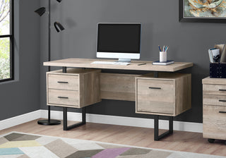 Computer Desk Home Office Laptop Storage Drawers 60"L Work Metal Beige