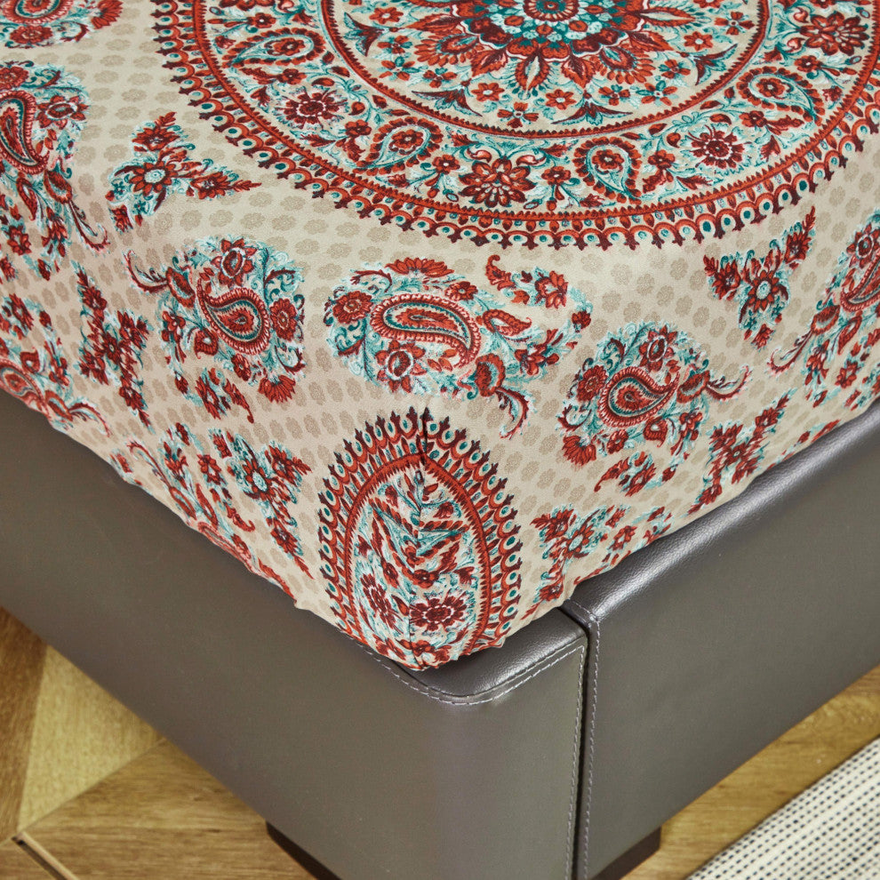 Tache Bohemian Chic Mandala Paisley Fitted Sheet, Full