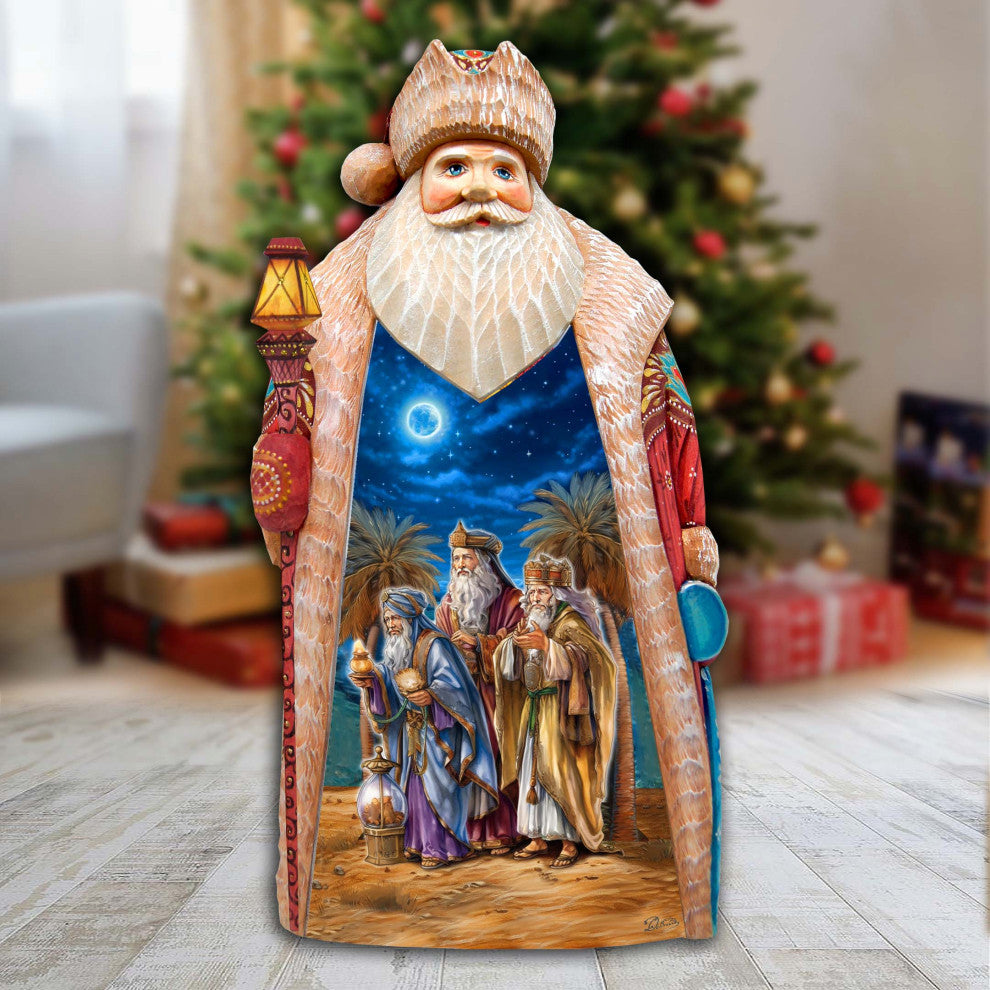 Three Kings Journey Santa Hand-Painted Wood Carved Masterpiece by G. DeBrekht
