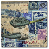 Nick Bantock 'Cap Cream Blue' Canvas Art, 14x14