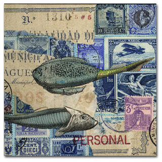 Nick Bantock 'Cap Cream Blue' Canvas Art, 14x14