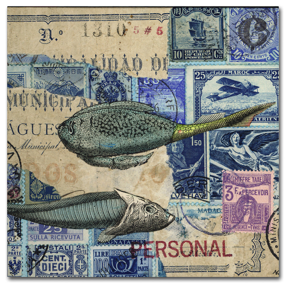 Nick Bantock 'Cap Cream Blue' Canvas Art, 14x14