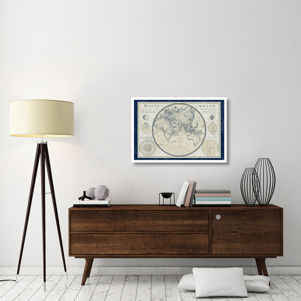"Plan de Meridien Blue Border" Digital Paper Print by Sue Schlabach, 38"x26"