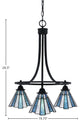 Paramount Downlight 3-Light Chandelier, Matte Black, 7" Sea Ice Art Glass