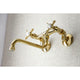 Kingston Brass KS115PB Two Handle Wall Mount Bathroom Faucet, Polished Brass
