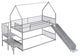 Gewnee Twin over Twin Metal Bunk Bed House Bed with Slide and Staircase
