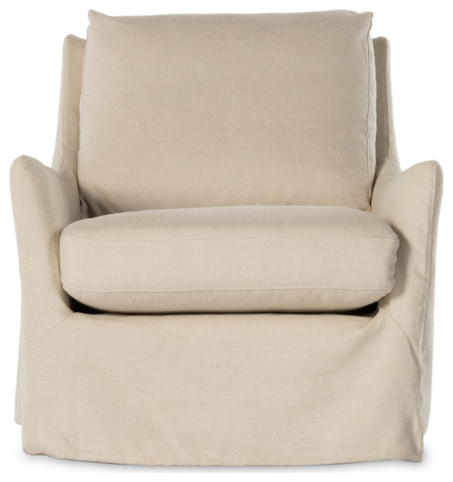 Monette Slipcover Swivel Chair-Natural