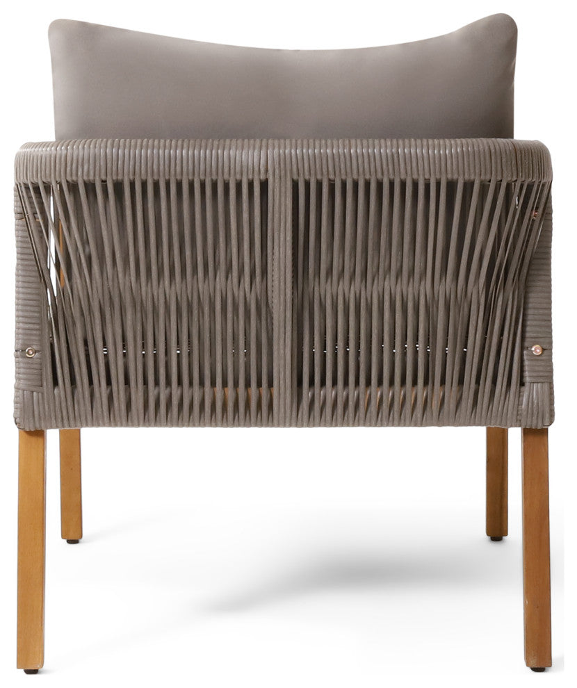 Breck Outdoor Acacia Wood and Wicker Club Chairs with Cushion, Set of 2