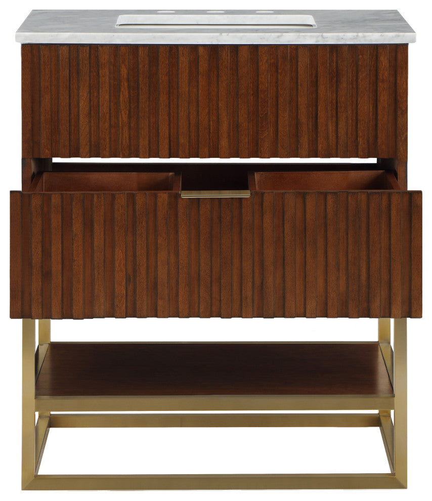 Monad Bathroom Vanity, Walnut, 30" Wide