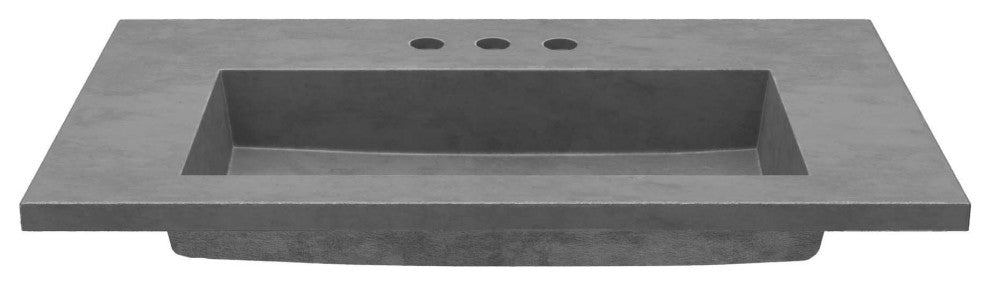 36" Capistrano Vanity Top with Integral Sink, Slate, 8" Widespread Faucet Holes