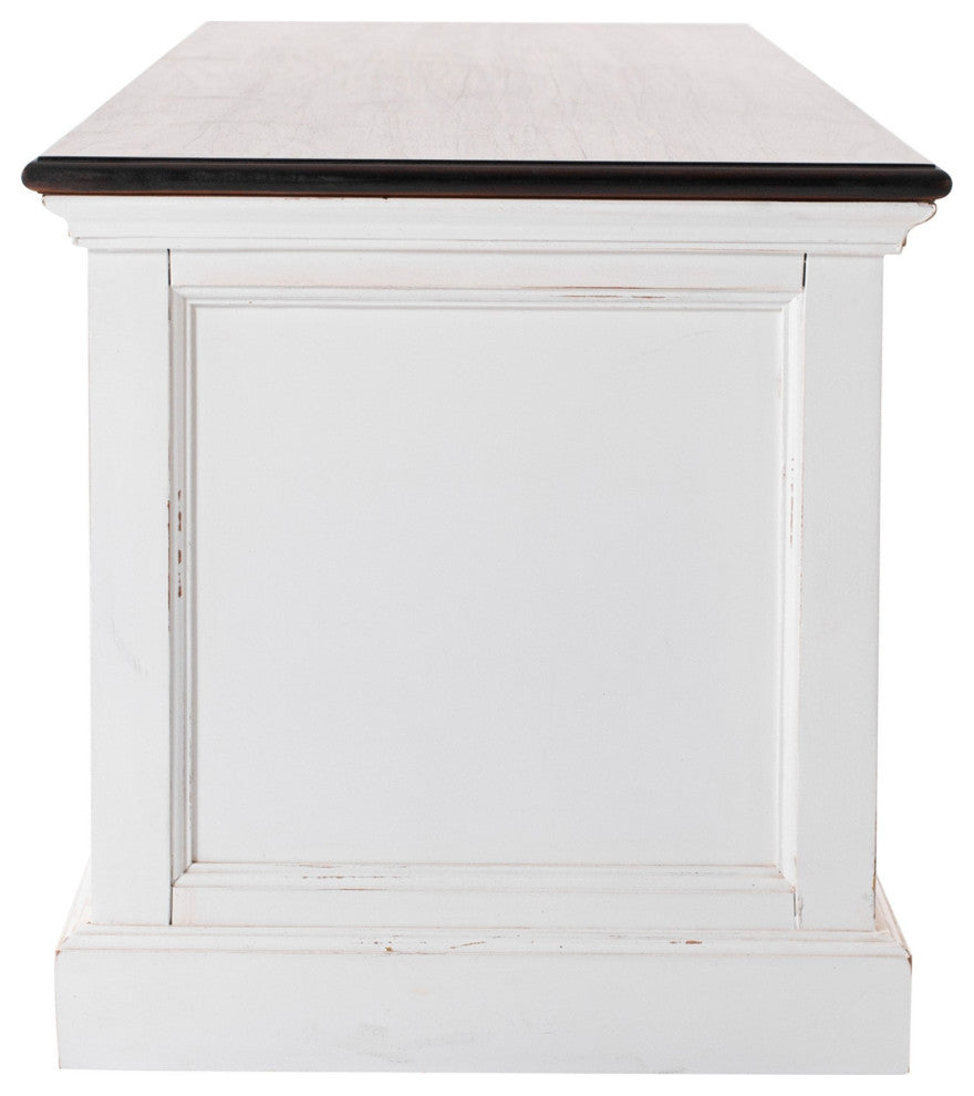 71" Distressed White and Brown Wood Entertainment Unit With Four Drawers