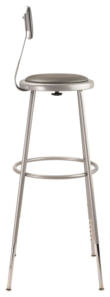NPS 32"-39" Height Adjustable Vinyl Padded Steel Stool With Backrest, Grey