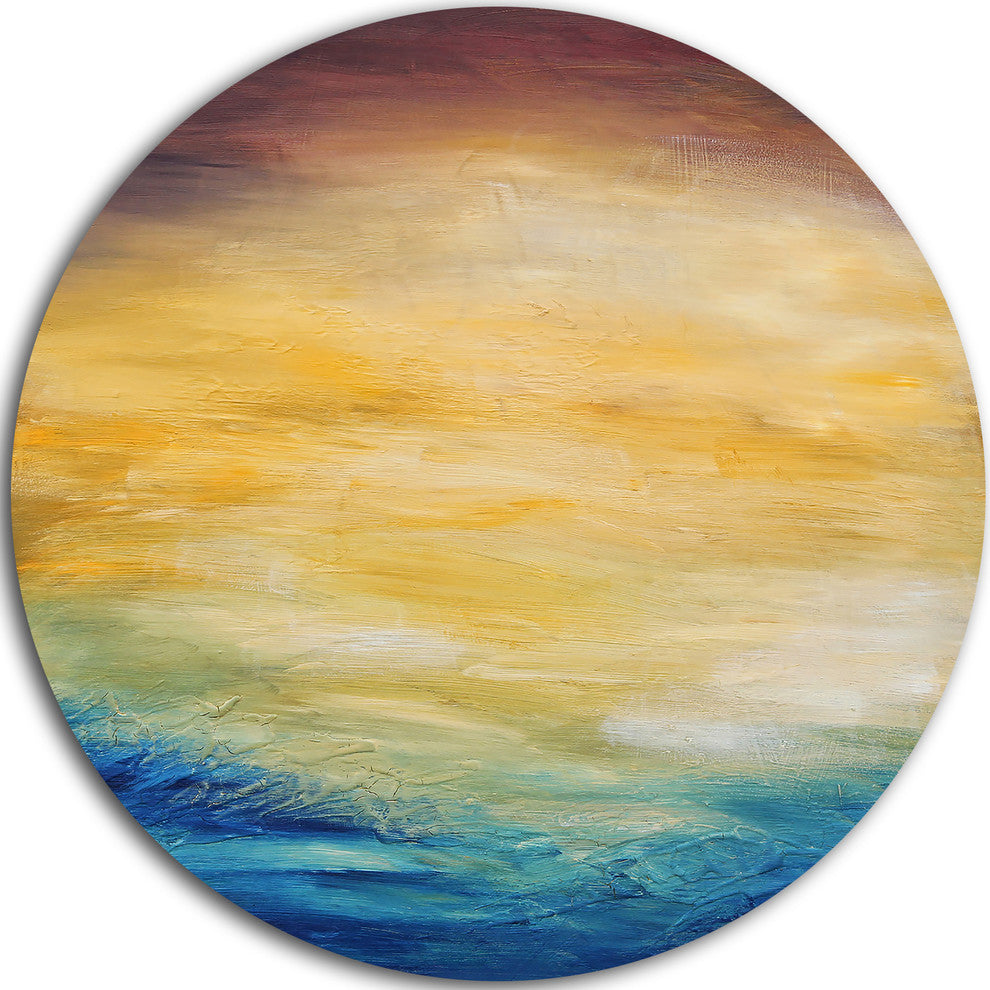 Abstract Water Sunset, Abstract Round Metal Wall Art, 11"