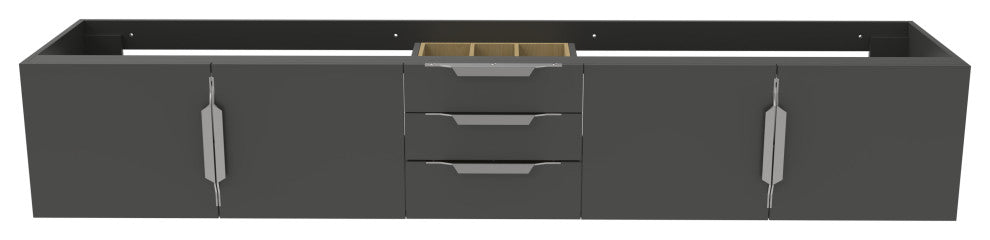 CastelloUSA Alpine 84" Wall Mounted Vanity, Base Only, Black, Chrome Handles