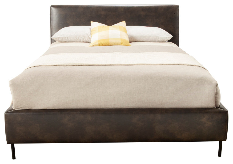 Sophia Queen Faux Leather Platform Bed, Gray