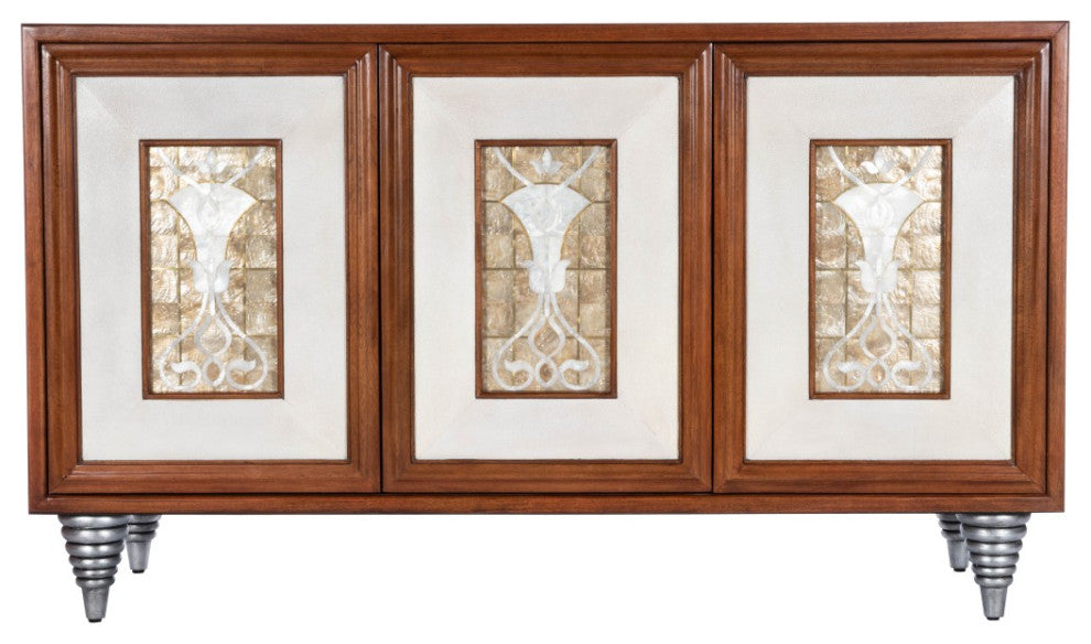Shelly Leather and Capiz Shell Inlay Sideboard