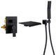 Wellfor Shower Faucet Set, Waterfall Tub Spout and Hand Shower, Black