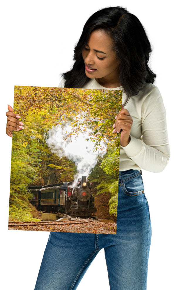 Wall Art Print Steam Train with Autumn Foliage Landscape Photo Unframed, 12" X 16"