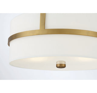 2-Light Ceiling Light, Matte Black, Natural Brass