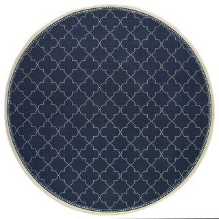 Oriental Weavers Marina Navy/ Ivory Geometric Indoor/Outdoor Rug 7'10" RND