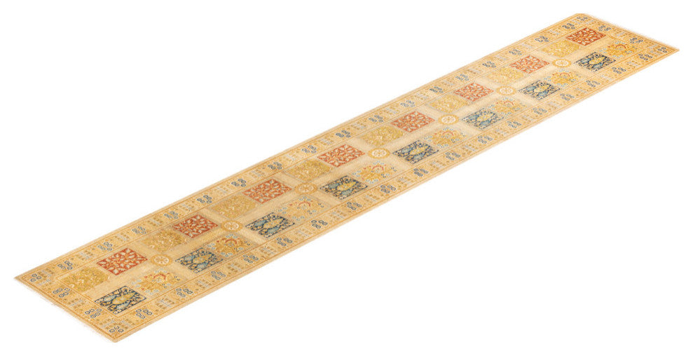 Davangere, One-of-a-Kind Hand-Knotted Area Rug Ivory, 2'7"x14'8"